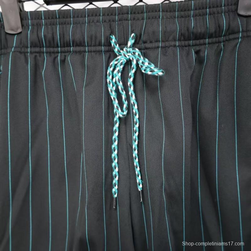 25/26 Liverpool Adidas Original Black with Teal Pinstripes Shorts