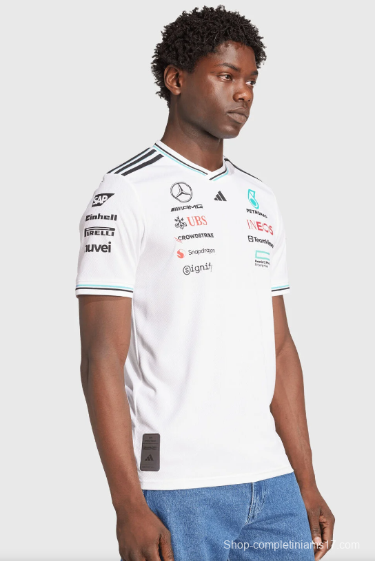 2026 F1 Mercedes-AMG Petronas F1 Team White with Teal and Black Trim Jersey