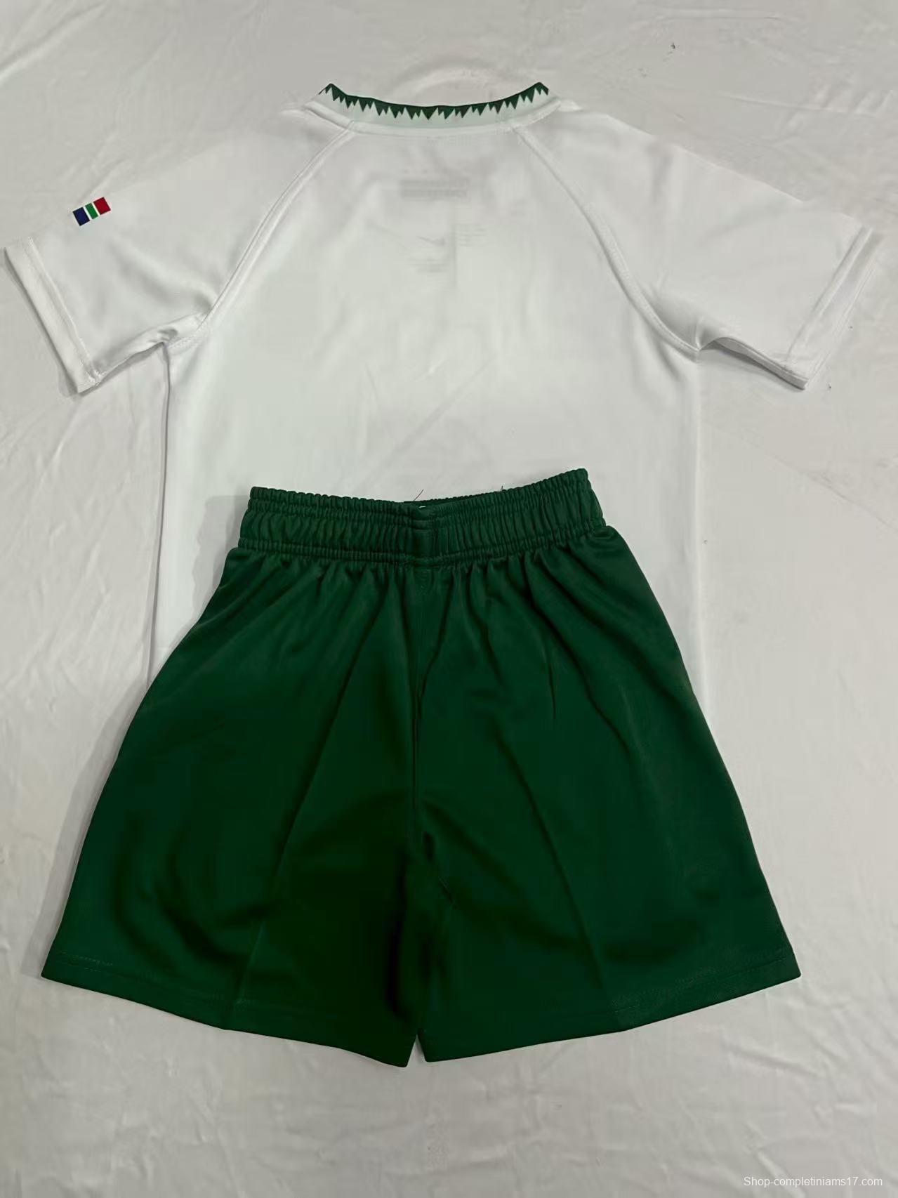 2026 Kids South Africa Away Springboks White with Green Trim Rugby Jersey