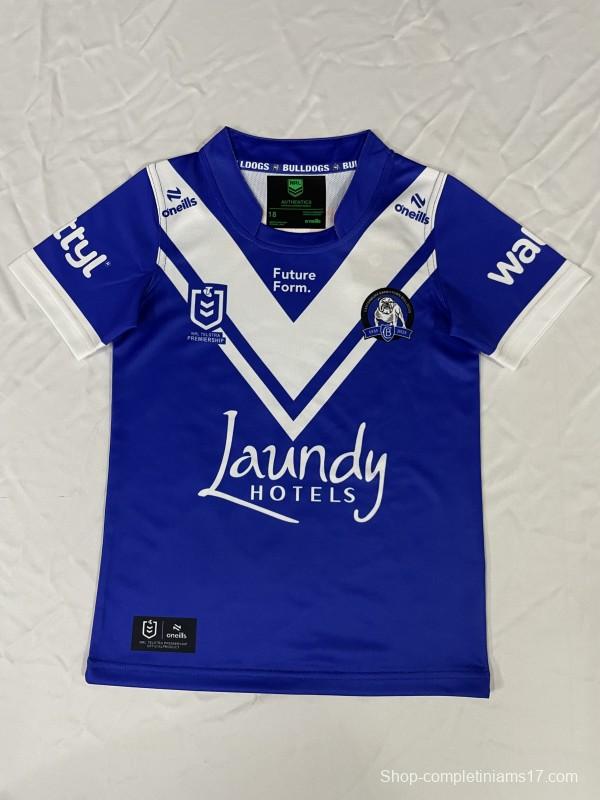 25/26 Kids Canterbury-Bankstown Bulldogs Blue with White V-Chevron Jersey