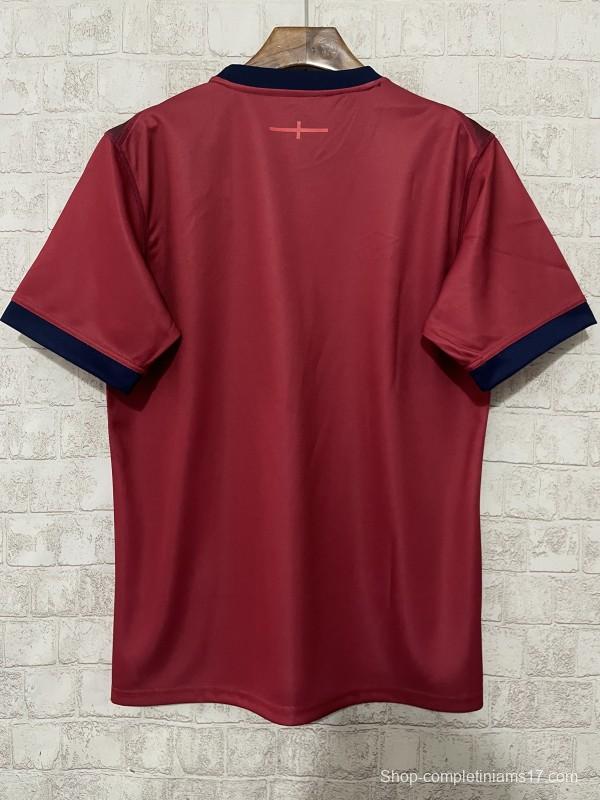 2026 England Burgundy with Geometric Pattern and Heritage Graphics Jersey