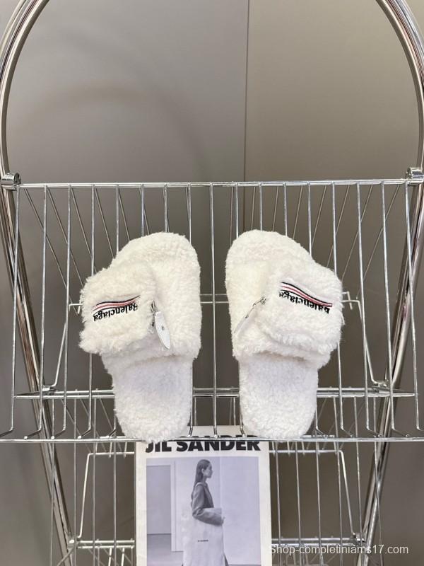 Balenciaga 2025 SS Couple Edition Coca-Cola Fur Slides - KFY00230