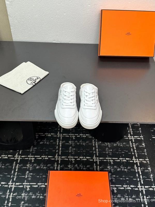 Hermès Deep Series Couple White Sneakers Casual Skate Shoes - AS00320