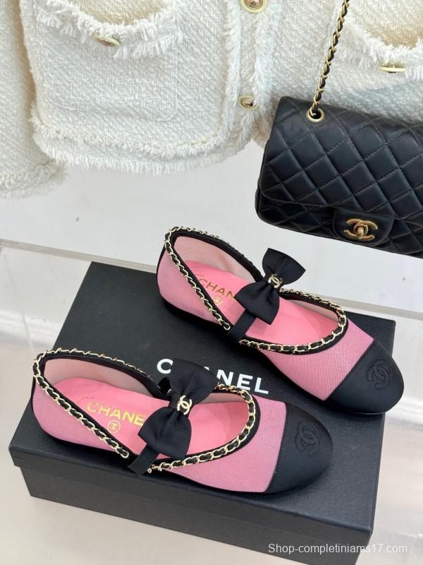 Chanel 2025 SS Hollow Chain Bow Mary Jane Shoes - KFY00290/KFY00300