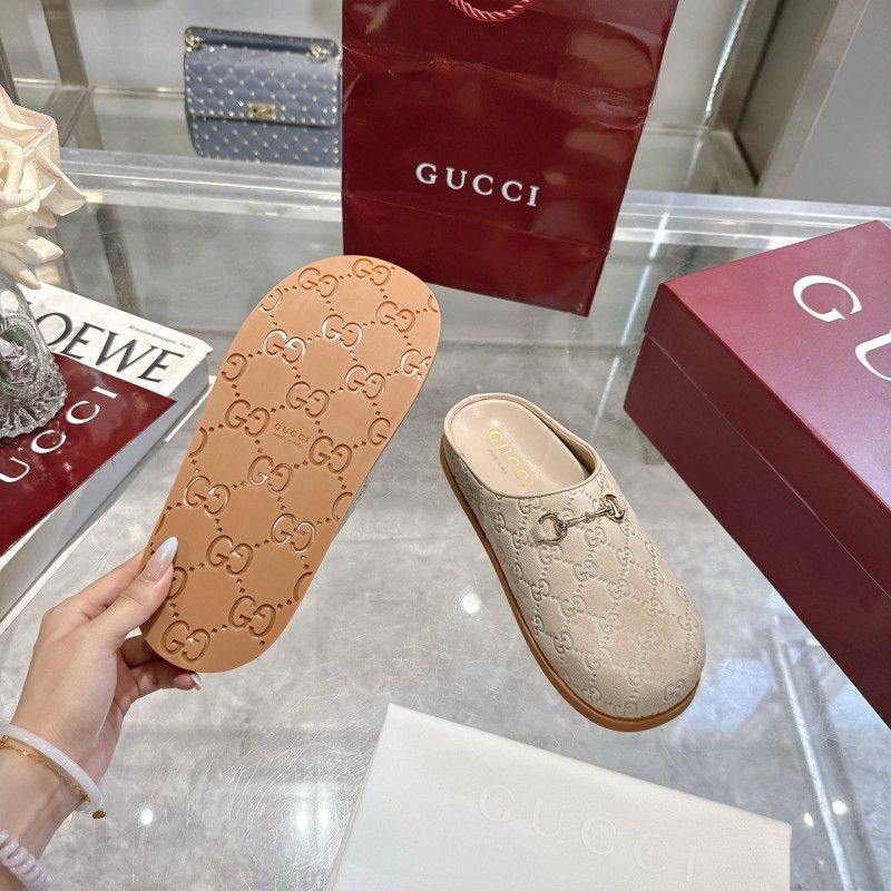 Gucci Camel Suede Horsebit Women's Barefoot Mules - LY00240