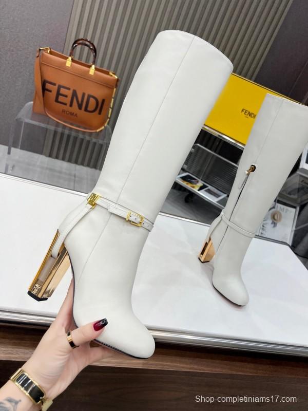 FENDI Delfina Round Toe Boots with FF Buckle - LY00520