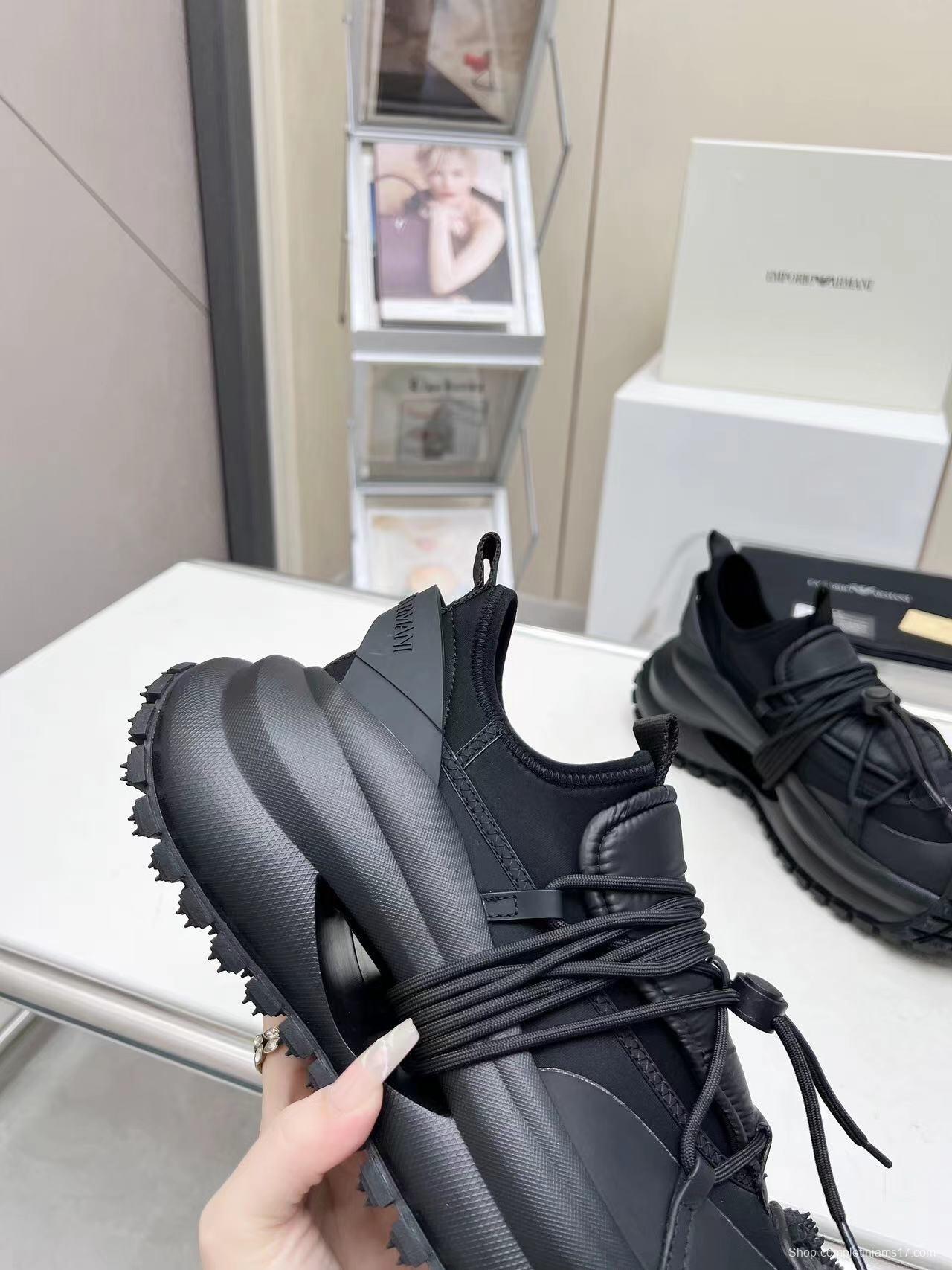 Armani 2025/SS Men's Sneakers with Tire Sole and Drawstring Design - LY00420