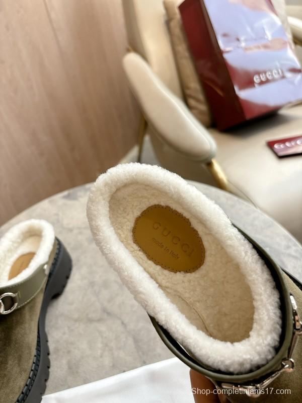 Hermès Teddy Wool H Slippers Flat Sole Fur Slides - LY00260/230