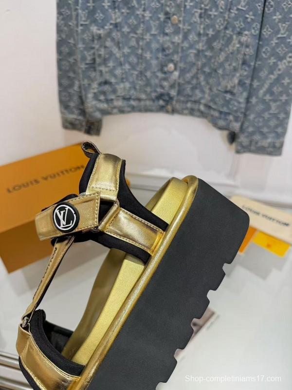 Louis Vuitton 2025/SS Latest High-End Fashion Versatile Sandals with Thick Sole Heightening and Slimming Effect - LY00