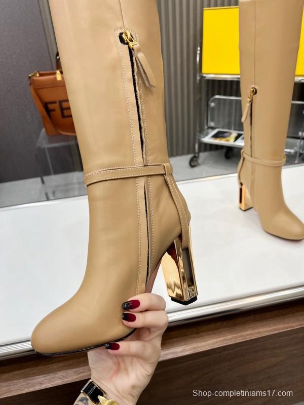FENDI Delfina Round Toe Boots with FF Buckle - LY00520