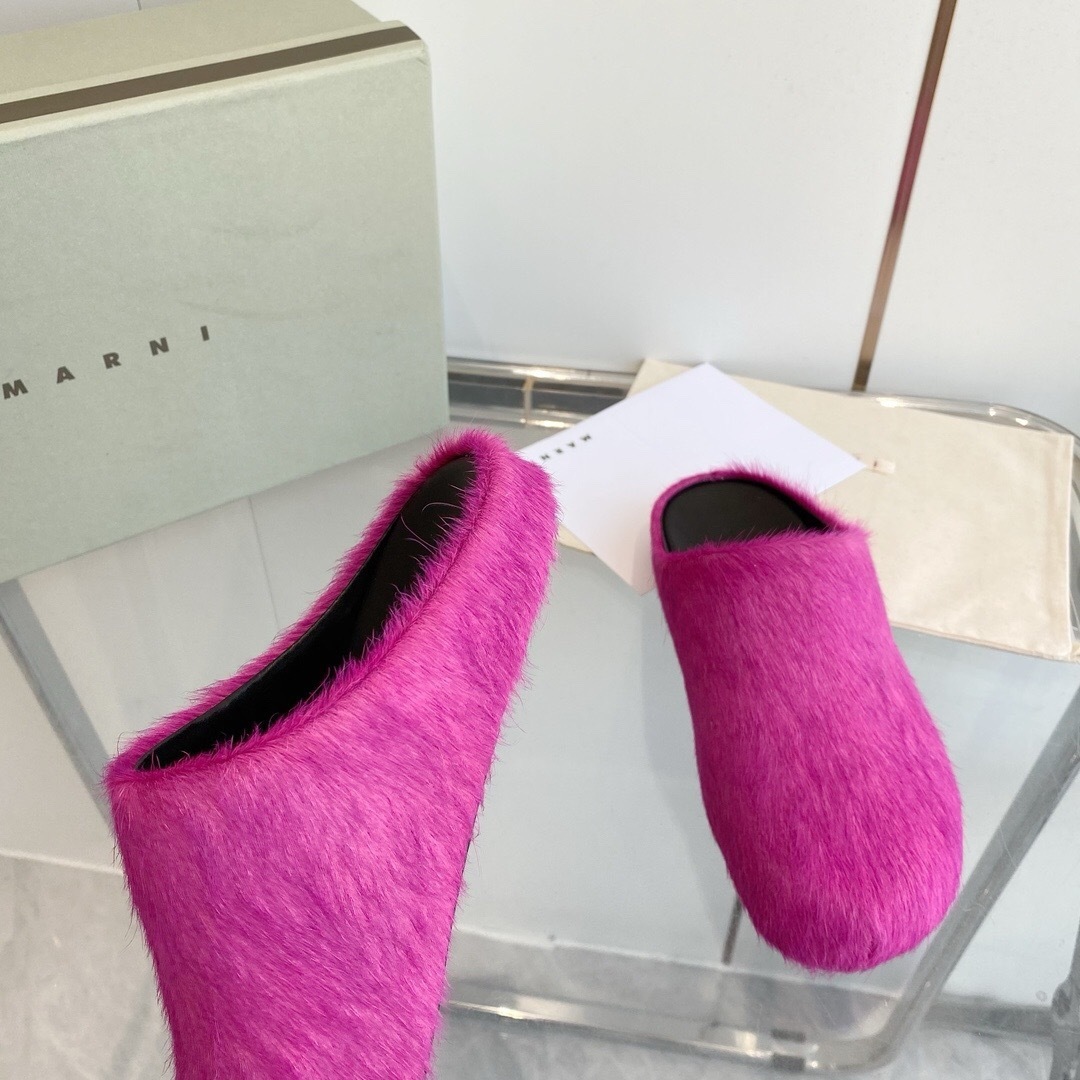 Marni 2025/SS Mule Shoes with Pony Hair Design - LY00