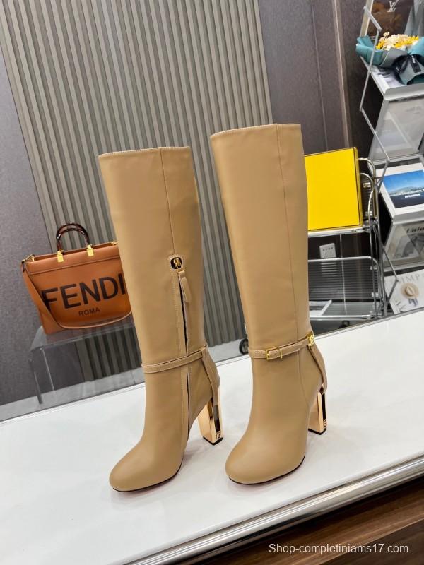 FENDI Delfina Round Toe Boots with FF Buckle - LY00520