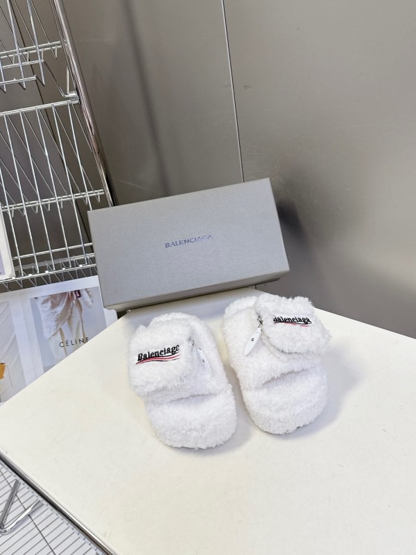 Balenciaga 2025 SS Couple Edition Coca-Cola Fur Slides - KFY00230