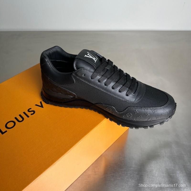 Louis Vuitton 2025 SS Run Away Calfskin Leather Round Toe Lace-Up Low Top Casual Lifestyle Shoes for Men - YC