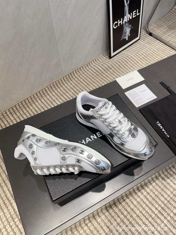 Chanel Silver Horn King II Casual Series Sneakers - KFY00330