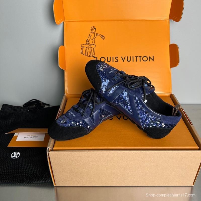 L v Sneakerina 2025/SS Ballet Round Toe Lace-Up Low Top Casual Lifestyle Shoes - YC