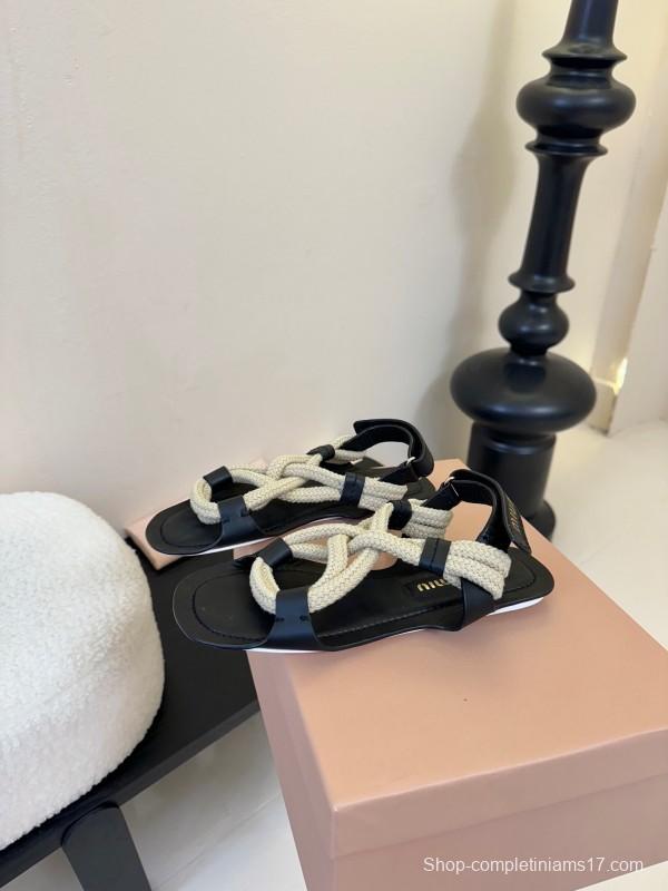 Miu 2025/SS Fashion Week Rope Woven Sandals - KFY00330