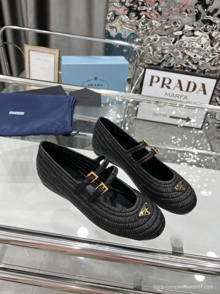 Prada Summer New Raffia Ballet Flats - KFY00340