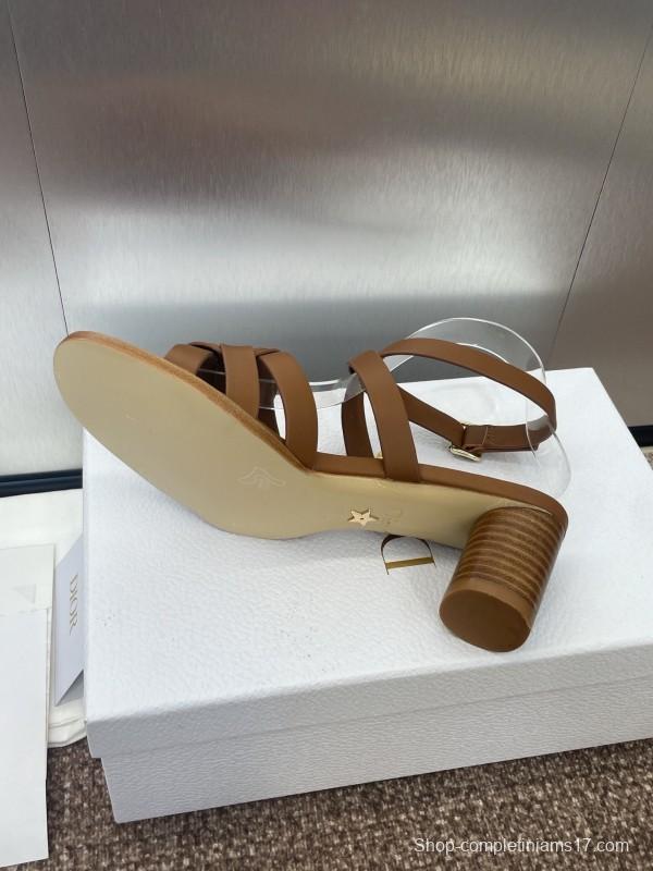 Dior D-Club Jelly Color Hollow Layered Cross Strap Mid Heel Women Shoes - KFY00290