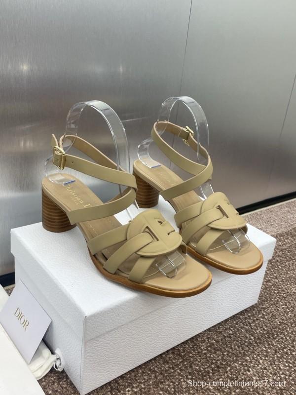 Dior D-Club Jelly Color Hollow Layered Cross Strap Mid Heel Women's Shoes - KFY00290