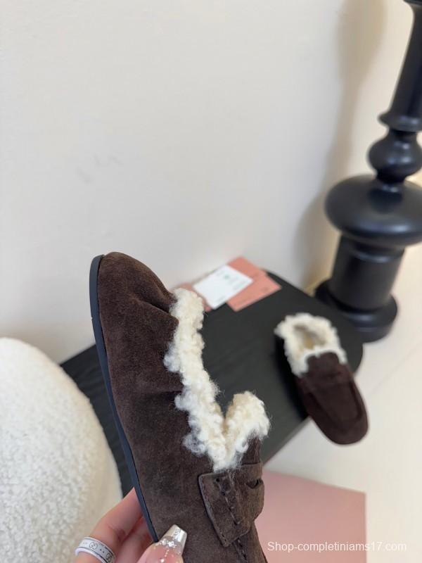 MIUMIU Platform Loafers with Wool Design - KFY00320