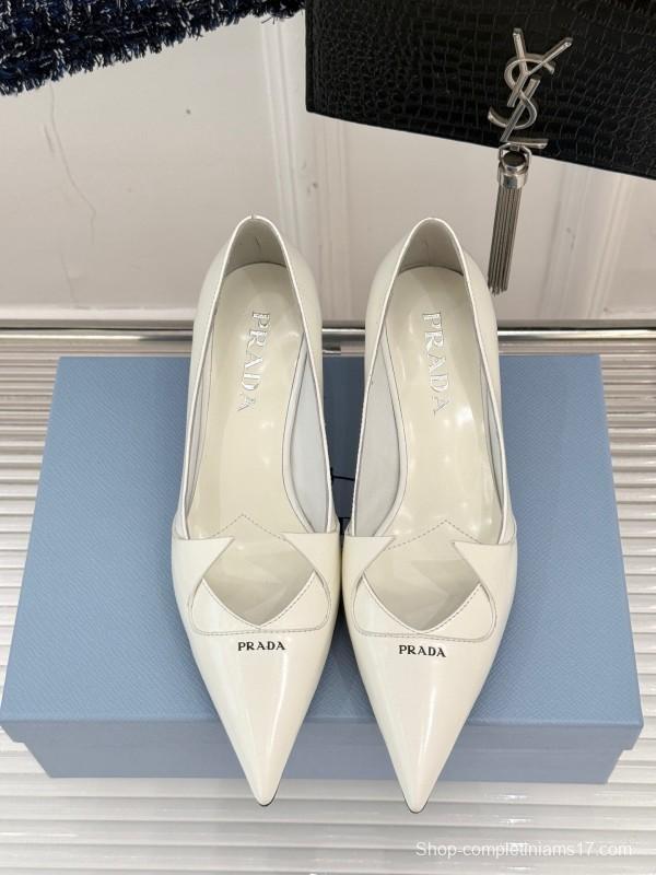 PRADA 2025/SS Catwalk Pointed Toe Kitten Heel Single Shoes - KFY00310