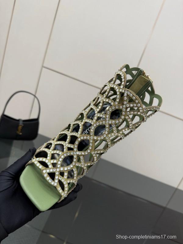 Sergio Rossi Mermaid Sandals 2025 SS Collection Elegant Fishnet High Heels - KFY00470