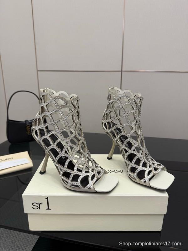 Sergio Rossi Mermaid Sandals 2025 SS Collection Elegant Fishnet High Heels - KFY00470