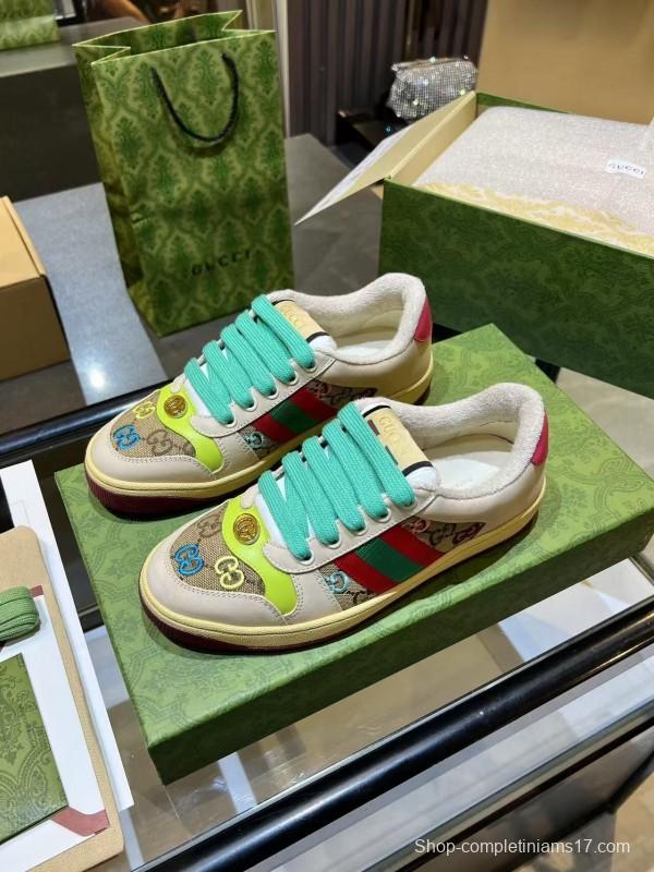 Gucci Distressed Sneakers 2025 SS Retro Design with Metal GG Logo - AS00270