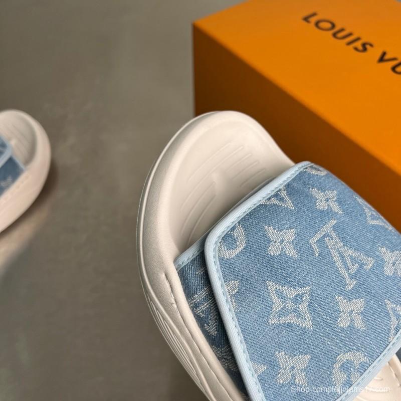 Louis Vuitton Miami Mule Slippers with Hook-and-Loop Strap - YC