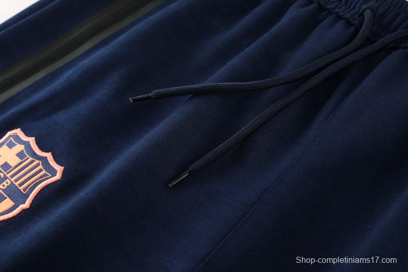 25/26 Barcelona 01 Royal Blue Hoodie Full Zipper Jacket+Long Pants