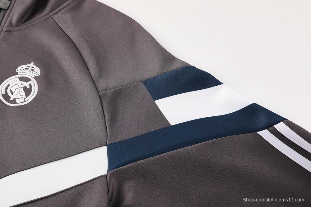25/26 Real Madrid Light Grey Full Zipper Jacket+Long Pants