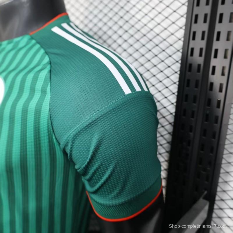 Player Version 2026 Algeria Home Green with Vertical Stripe Pattern Jersey