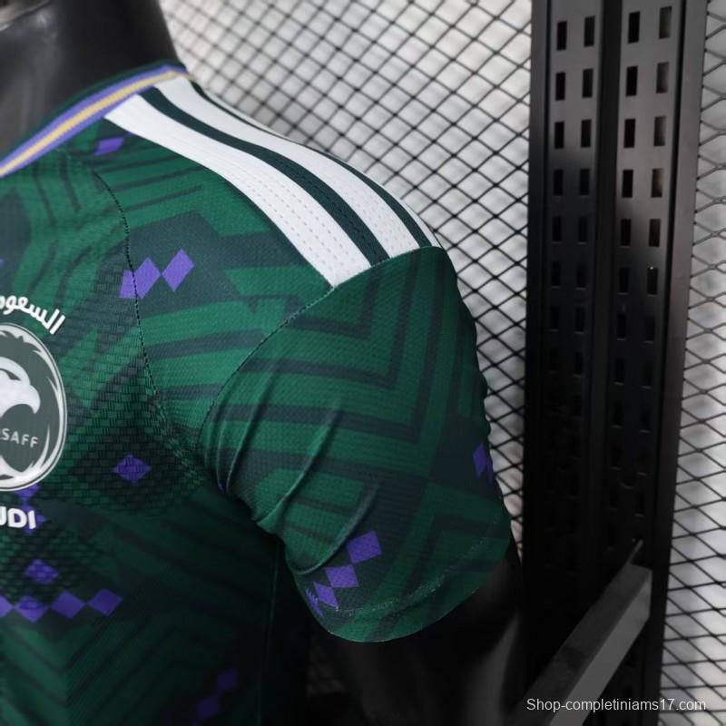 Player Version 2026 Saudi Arabia Home Green with Geometric Diamond Pattern Jersey