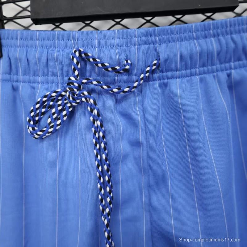 Retro Player Version  1990/91 Manchester United Third Sky Blue with Pinstripe Pattern Shorts