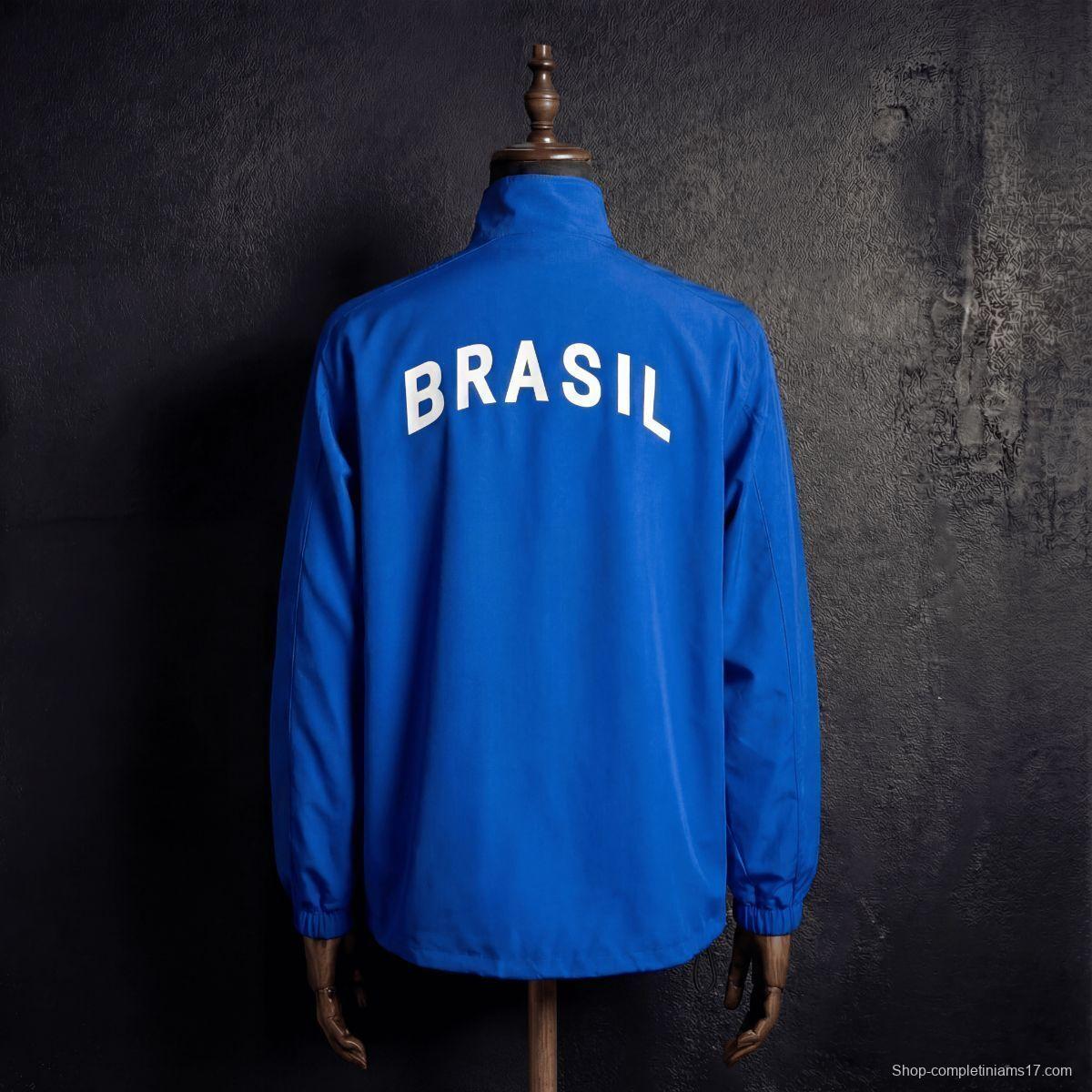 1998 Vintage Style Brazil Blue Jacket Windbreaker