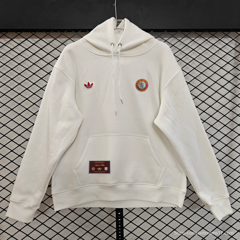 Player Version 2026  Aston Villa x Adidas Home Embroidered Fleece Hoodie 9 Colors