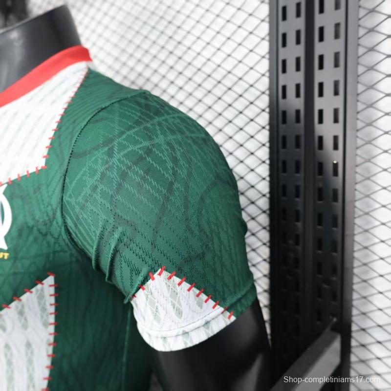 25/26 Player Version Marseille White and Green with Vertical Stripe and Dot Pattern Jersey