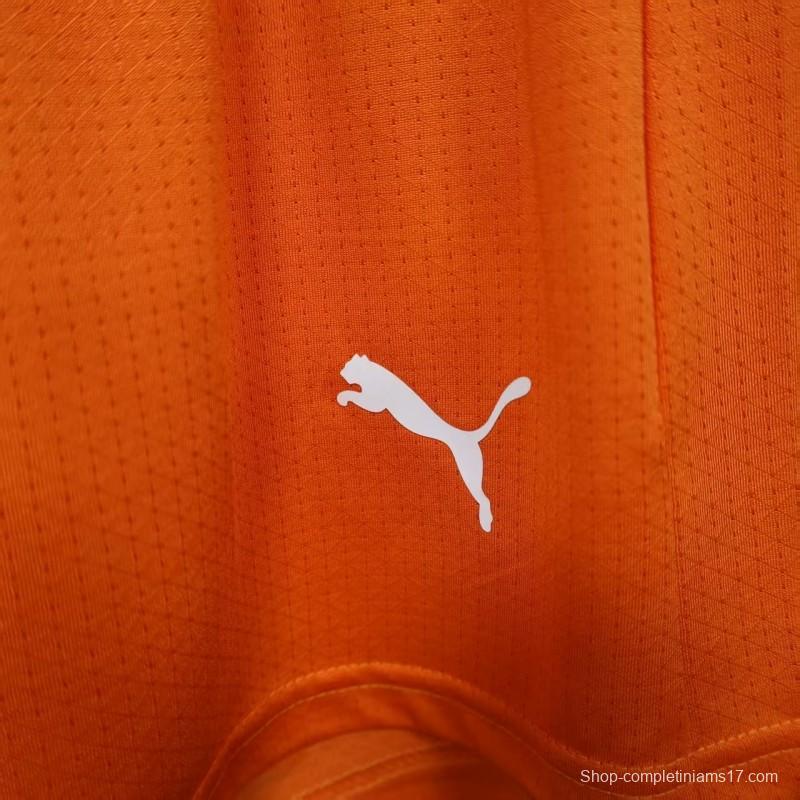 2026 Player Version Ivory Coast Orange with Green Side Panels Shorts