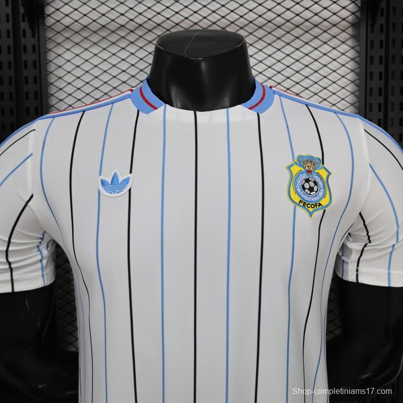 2026 Player Version DR Congo White with Black and Blue Pinstripes Jersey