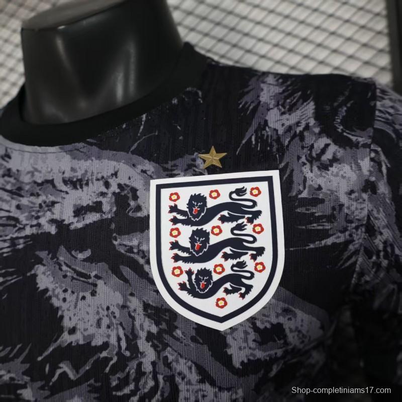 Player Version 2026 England Dark Navy with Lion Brushstroke Pattern Jersey
