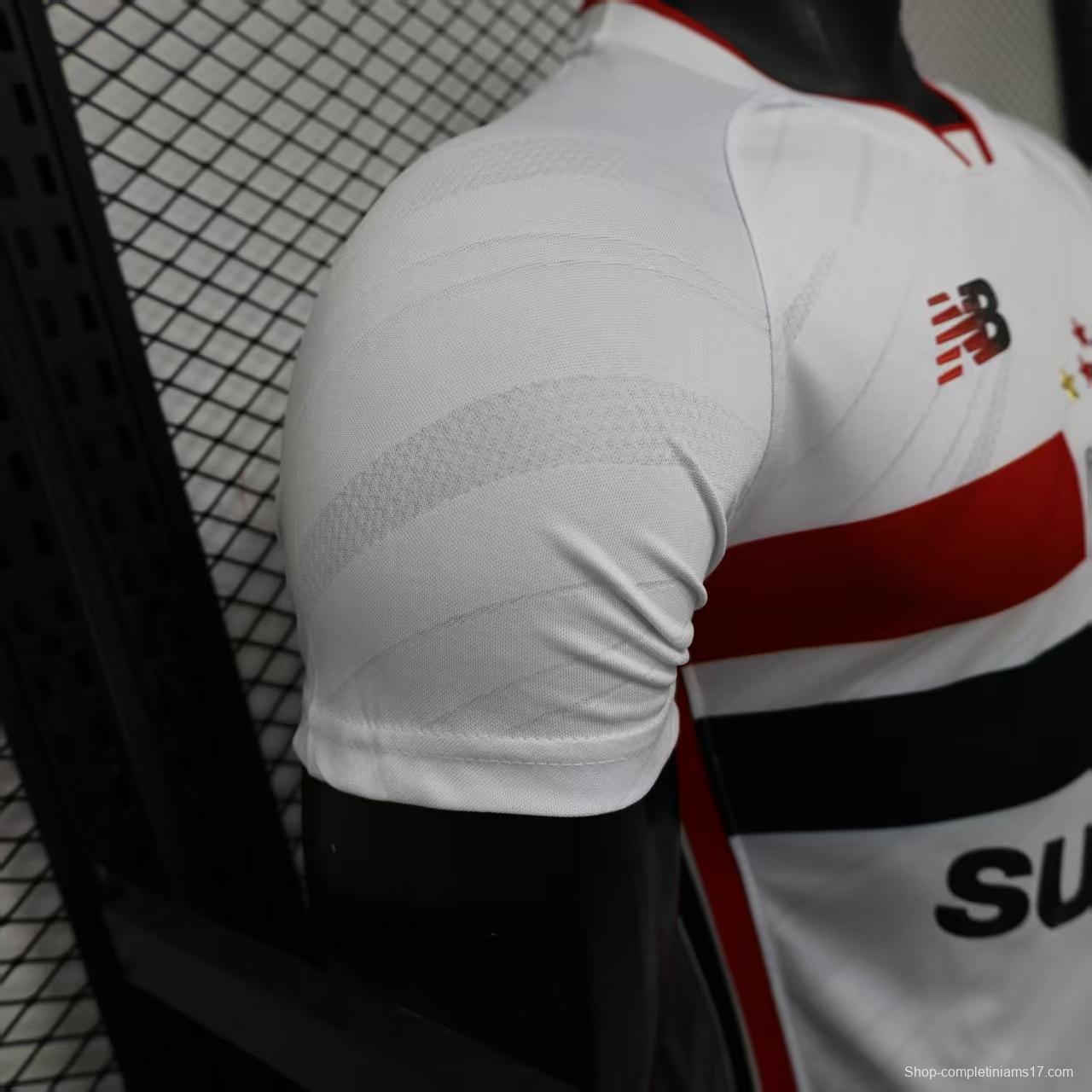Player Version 26/27  São Paulo FC White with Red and Black Horizontal Stripes Jersey