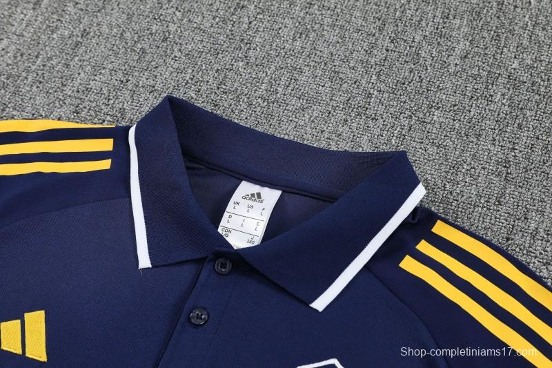 26/27  Boca Juniors Navy Blue Polo Training Shirt + Long Pants Tracksuit