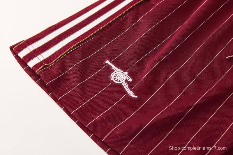 26/27  Arsenal  Maroon Pinstripe Short Sleeve+Soccer Shorts