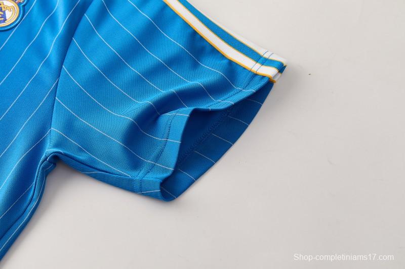26/27 Real Madrid  Blue Pinstripe  Short Sleeve+Soccer Shorts