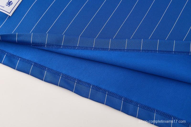 26/27 Chelsea FC  Blue  Stripes Short Sleeve+ White Soccer Shorts