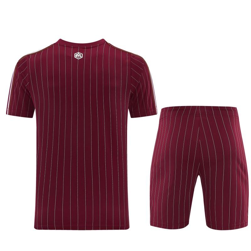26/27  Arsenal  Maroon Pinstripe Short Sleeve+Soccer Shorts