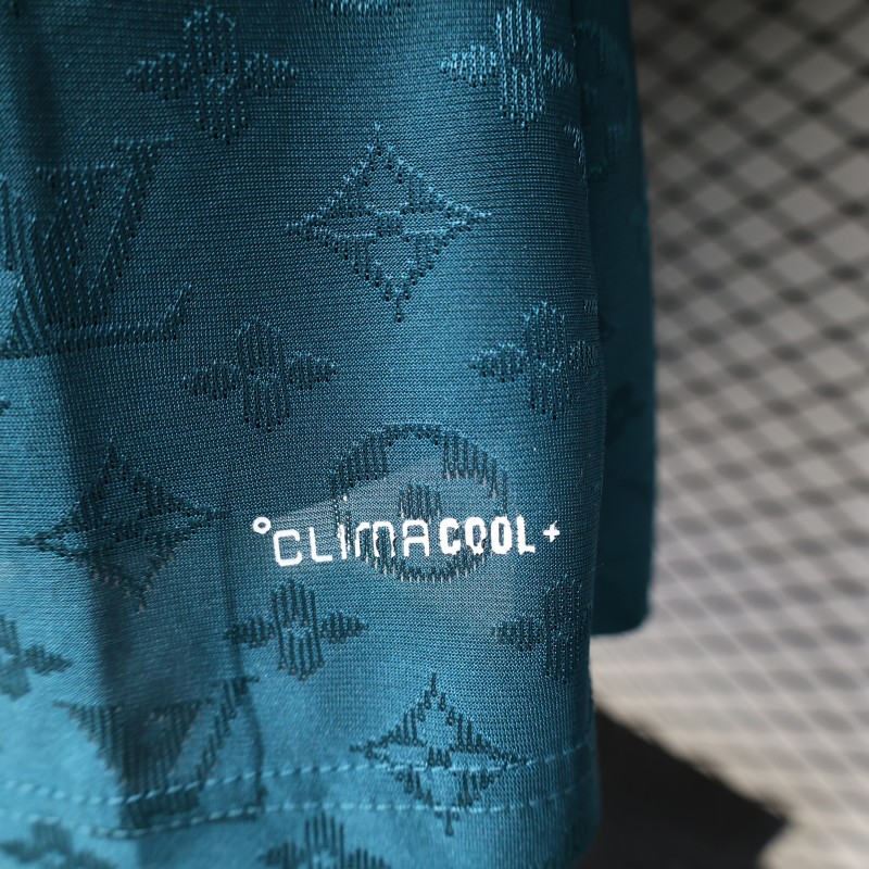 Player Version 2026 Real Madrid × Louis Vuitton Teal LV Monogram Adidas Collab Special Edition Jersey