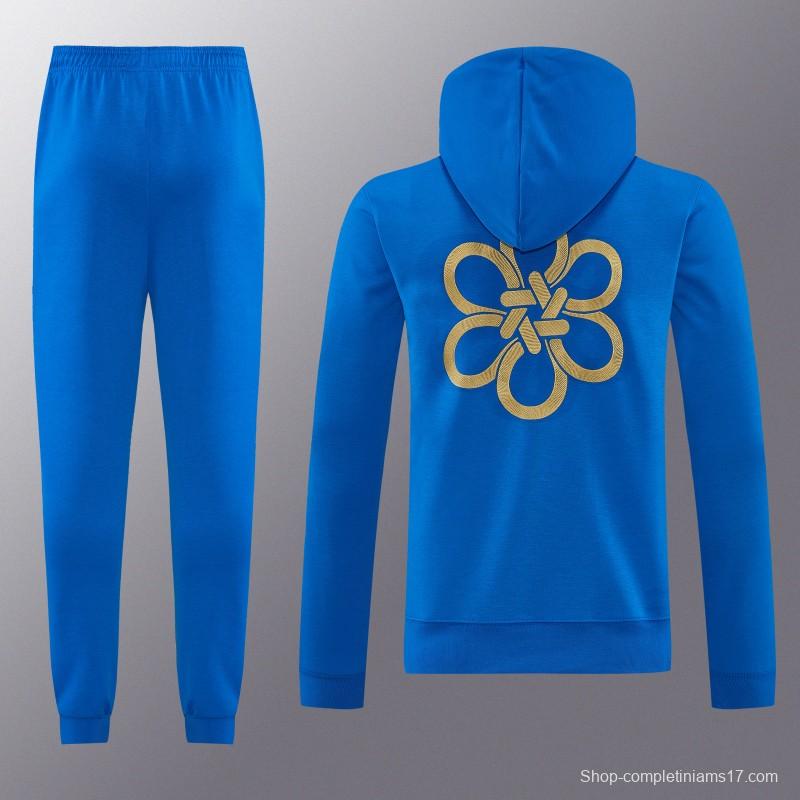 26/27 Real Madrid Royal Blue Pullover Hooded Tracksuit + Long Pants