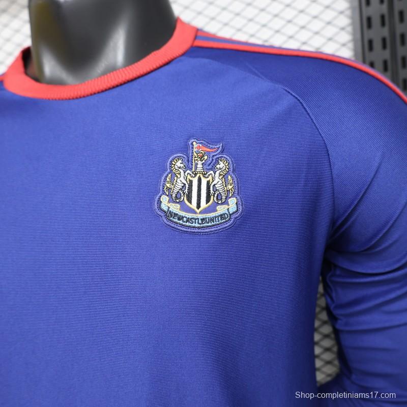 Player Version 26/27 Newcastle United Blue 1990 Vintage Remake  Long Sleeve Away Jersey